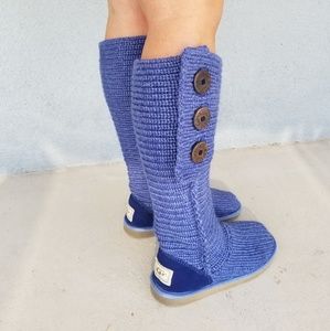 Blue UGG Classic Tall Cardy Knit Boots